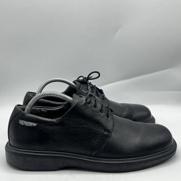 Mephisto Mens Manko Brandy Size 7.5 Smooth Black Leather Goodyear Welt Norwegian - Picture 1 of 13